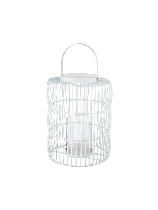 ArteLibre Tabletop Metallic Lantern White