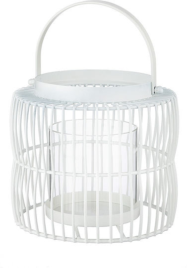 ArteLibre Tabletop Metallic Lantern White