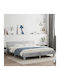 Pat King Size Grey Concrete cu Lamele pentru Saltea 180x200cm