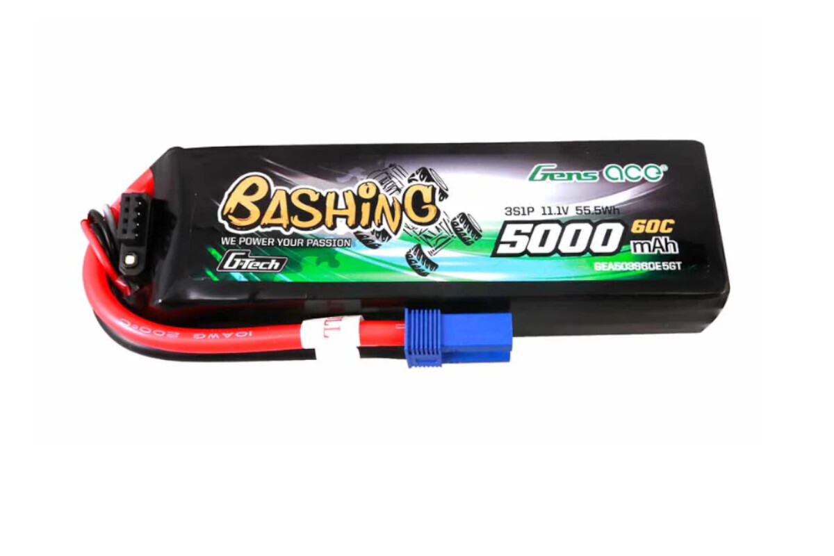 Battery GensAce G-Tech LiPo 5000mAh 11.1V 60C 3S1P, EC2 Plug