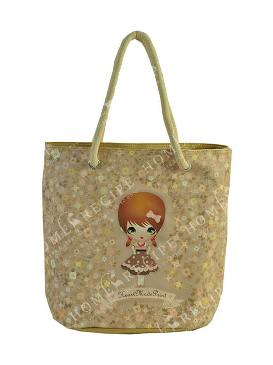 Farma Κos Κοριτσάκι - Λουλούδια Kids Bag Shoulder Bag Beige 35cmx19cmx44cmcm