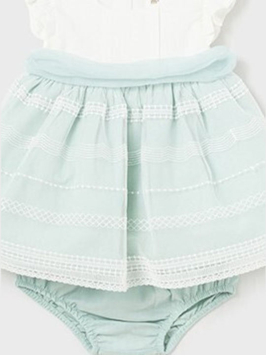 Mädchenkleid Ärmellos Leinen Set Mit Slip Petrol