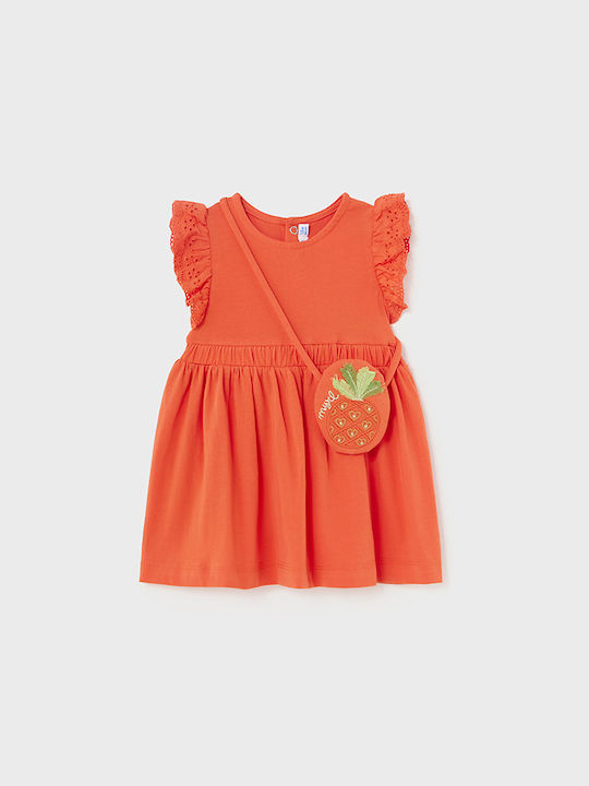 Mayoral Kids Dress Set with Accessories Sleeveless Orange