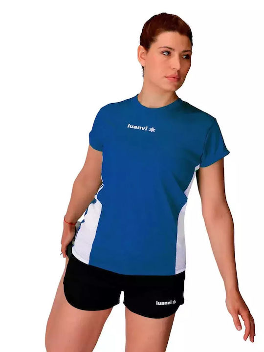 Luanvi Damen Sportliche Bluse Kurzärmelig Schnell trocknend Blau