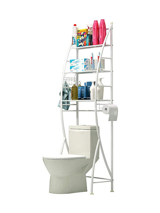 ForHome Стенен Рафт за баня Метален 47x32x166см Бяла
