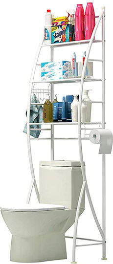 ForHome Montat pe perete Raft Baie Metal 47x32x166cm Albă