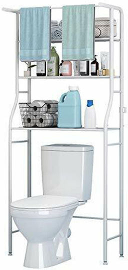 ForHome Стенен Рафт за баня Метален 47x25x160см Бяла
