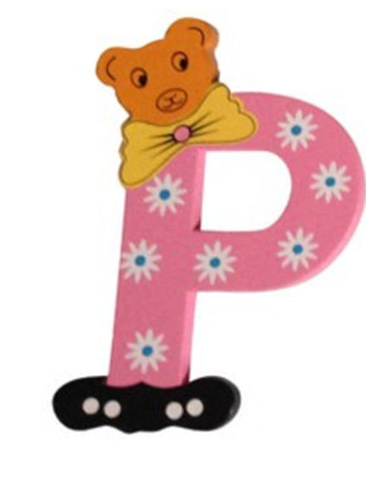 Charl's Toys Decorative Letter Animals Pink made of Wood 10εκ.