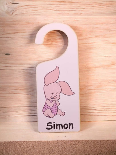 Woodseason Kids Decorative Door Tag Pink made of Wood 6x15cm