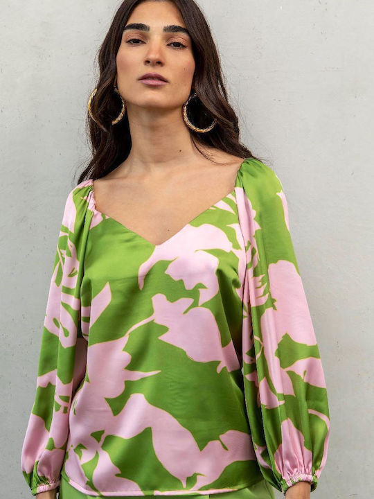 Nema Resort Wear Damen Bluse Langärmelig Rosa