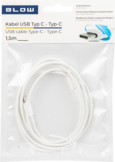 Blow USB 2.0 Cable USB-C male - USB-C Λευκό 1.5m 66-148