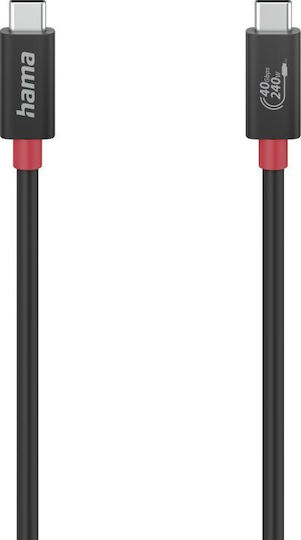 HAMA USB 4 Видео Кабел USB-C Мъжки - USB-C 240W Захранване PD Черен 1м 00200779