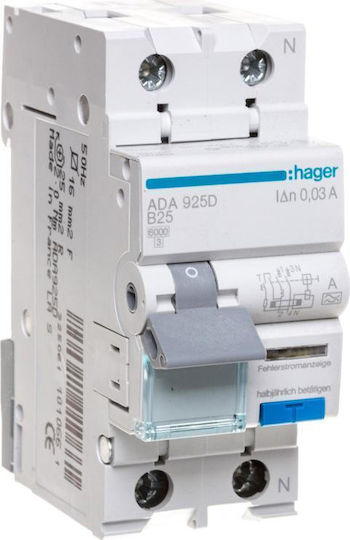 Hager Phase 2-Pole Earth Leakage Relay 25A ADA925D