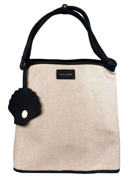 Play and Store Waterproof Fabric Beach Bag with Wallet Beige 37x34x35cm