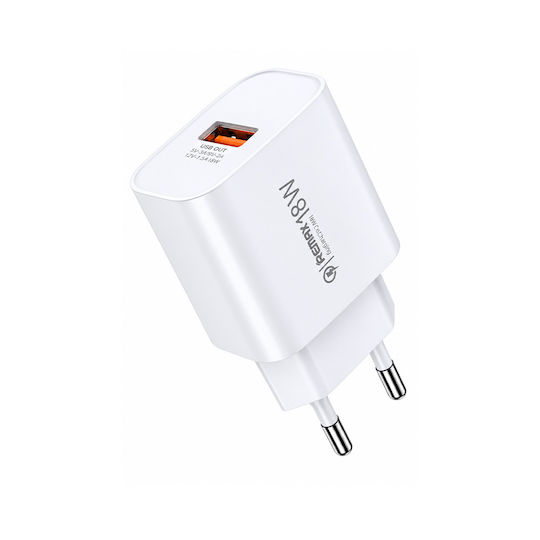 Remax Încărcător Fără Cablu cu Port USB-A 18W Quick Charge 3.0 Albς (RP-U119)