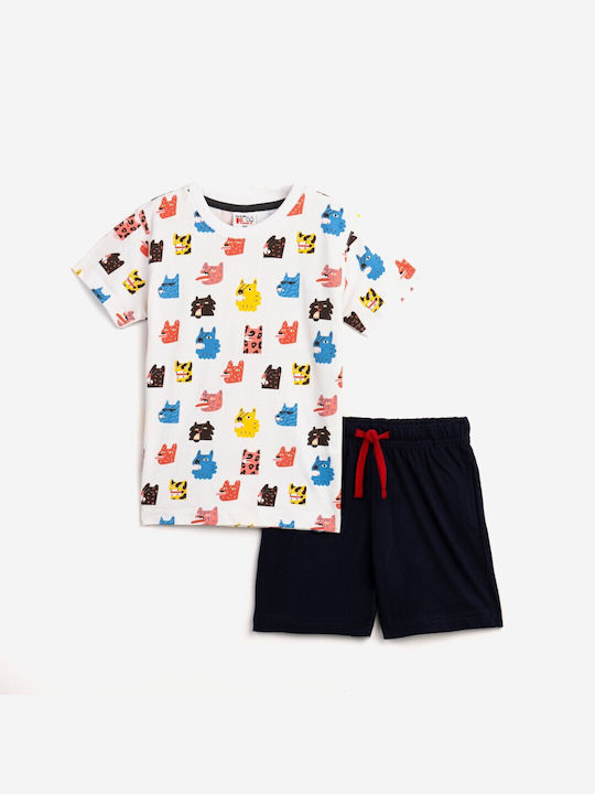 Funky Kids Set with Shorts Summer 2pcs White