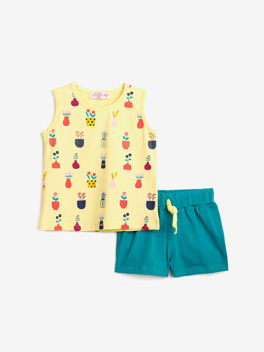 Funky Kids Set with Shorts Summer 2pcs Light Yellow