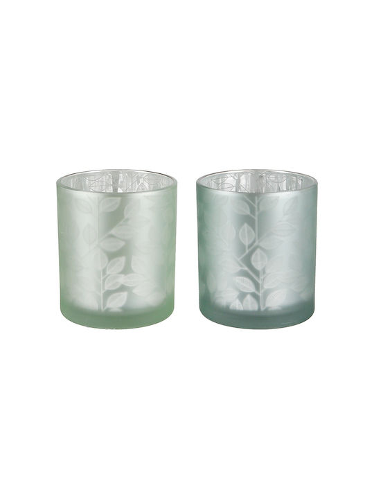 ArteLibre Candle Holder suitable for Tealights Glass in Green Color 1pcs