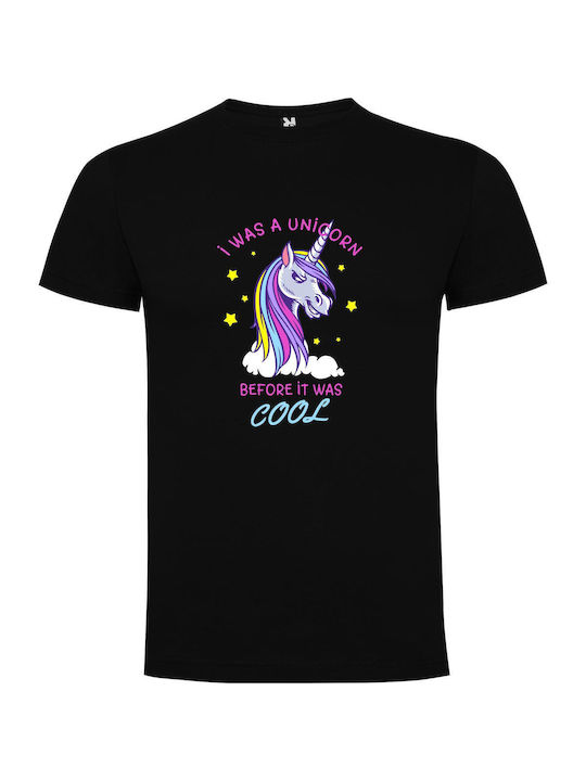 iLovePrints Fancy Unicorn Nostalgia T-shirt Μαύρο Βαμβακερό