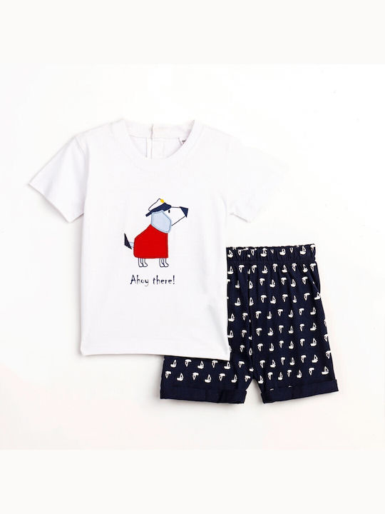 Funky Kids Set with Shorts Summer 2pcs White/Blue