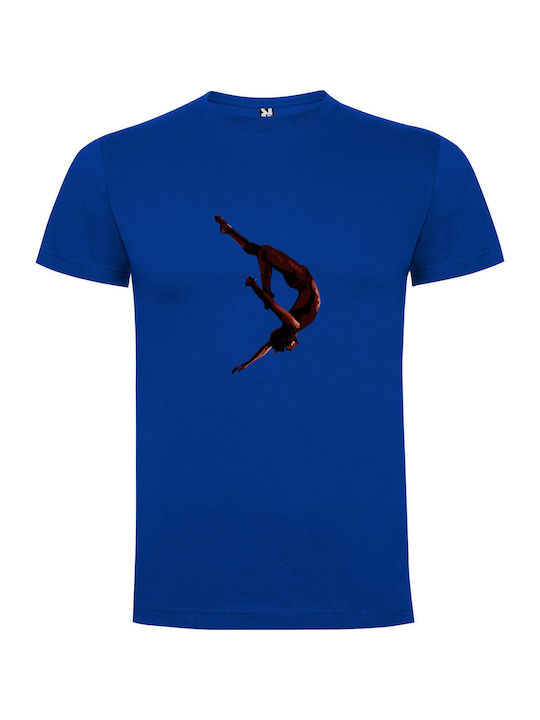 iLovePrints Skyborne Skateboard Acrobat Tricou Albastru Bumbac