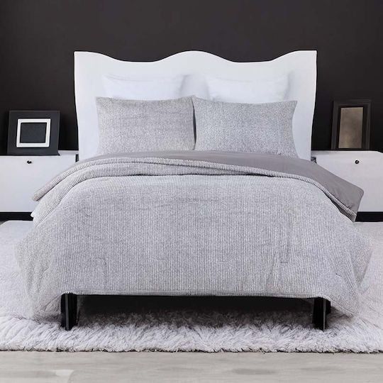 Cannon Κουβερτοπάπλωμα Σετ Υπέρδιπλο 220x240εκ. Γκρι 3τμχ