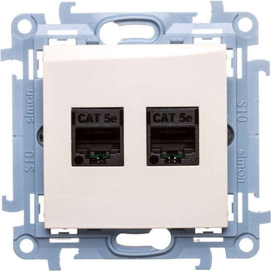 Kontakt-Simon Διπλή Πρίζα Δικτύου RJ45 χωρίς Πλαίσιο Τύπου Cat5 σε Μπεζ Χρώμα WC-52XXXXX-01-41XX
