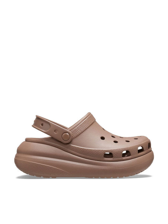Crocs Classic Crush Γυναικεία Ανατομικά Σαμπό Καφέ