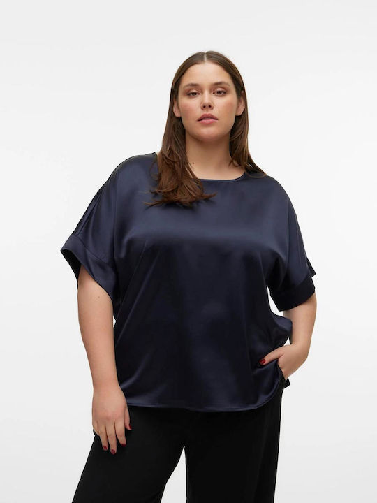 Vero Moda Damen Bluse Kurzärmelig Marineblau