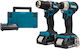 Makita DLX2423AJ Сет Двигател за бормашина & Отвертка 18V с 2 батерии 2Ах и куфар