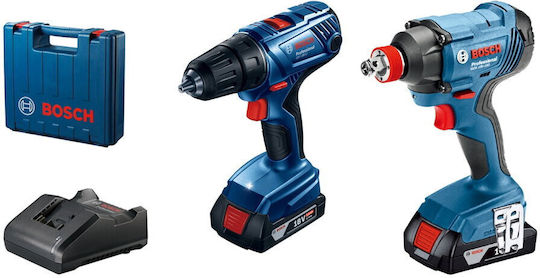 Bosch GSR Set Mașină de găurit & Șurubelniță cu impact 18V cu 2 baterii 2Ah și husă