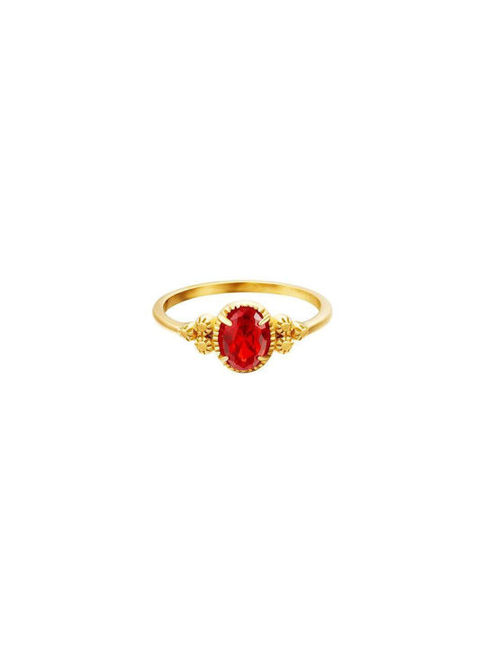 Women's Gold Plated Steel Ring with Zircon