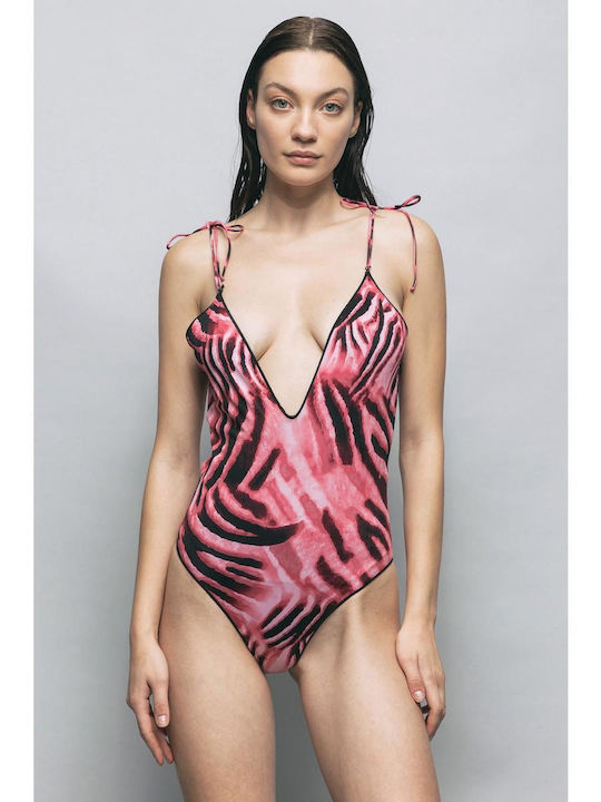 Gaelle Paris One-Piece Swimsuit with Cutouts Pink