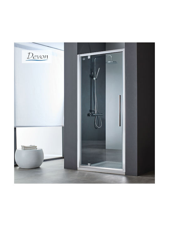 Devon Pivot Flow Shower Screen for Shower with Hinged Door 77-81x195cm Clean Glass Chrome