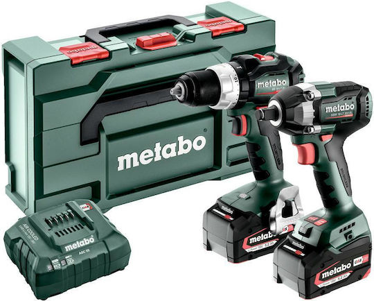 Metabo 2.9.3 Σετ Δραπανοκατσάβιδο & Μπουλονόκλειδο 18V με 2 Μπαταρίες 5.2Ah και Θήκη