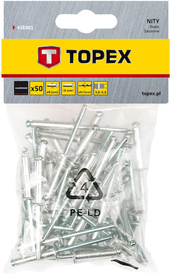 Topex Πριτσίνια Αλουμινίου M4x8mm 50τμχ