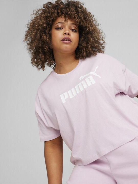 Puma Γυναικείο Αθλητικό Crop T-shirt Λιλά