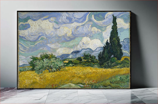 Wheat Field With Cypresses By Vincent Van Gogh Painting Copy of Van Gogh on Canvas 80x50cm