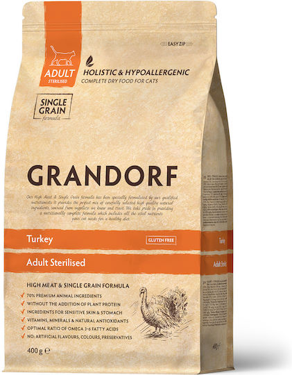 Grandorf Adult Sterilised Dry Food for Adult Sterilized Cats with Turkey 0.4kg