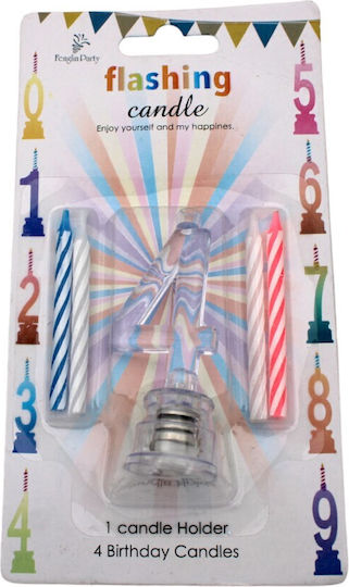 Birthday Candle Number "4" in White Color 8PRT31