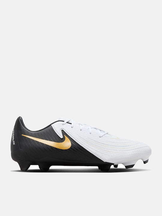 Nike Phantom GX 2 Academy Football Shoes with Cleats White / Metallic Gold Coin / Black