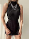 Damen Bluse Ärmellos Schwarz