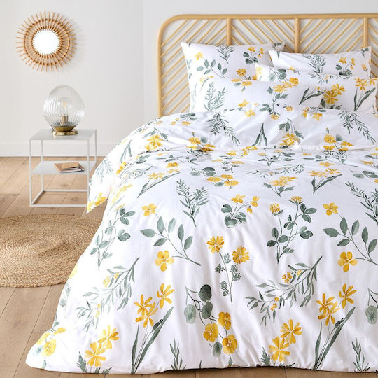 So'Home Σετ Παπλωματοθήκη Βαμβακερή 140x200cm Μονή με Μαξιλαροθήκη Λευκή