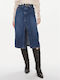 Twinset Denim High Waist Midi Skirt in Navy Blue color