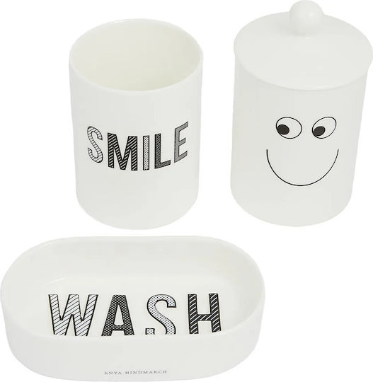 Anya Hindmarch Anya Hindmarch Badezimmerzubehör-Set Porzellan Weiß 3 Stück