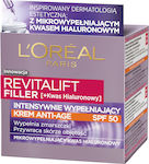 L'Oreal Paris Revitalift Filler Feuchtigkeitsspendend & Anti-Aging Creme Gesicht Tag mit SPF50 mit Hyaluronsäure 50ml