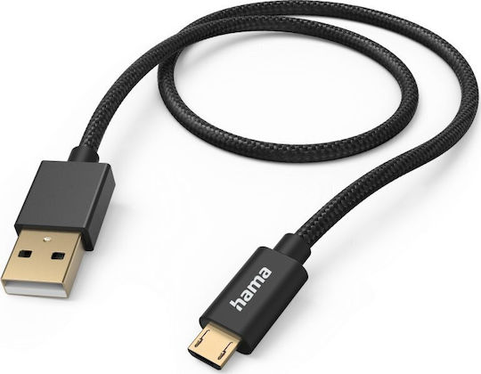 HAMA Regular USB 2.0 to micro USB Cable Μαύρο 1.5m (2015430000)