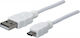 IC Intracom Regular USB 2.0 to micro USB Cable Λευκό 1.8m (324069)
