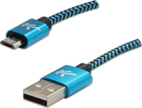 Logo Collection Braided USB 2.0 to micro USB Cable Μαύρο 2m
