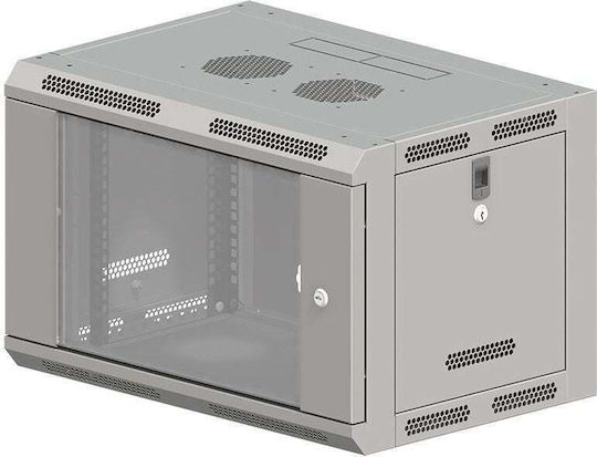 Q-Lantec Επιτοίχια Καμπίνα Rack 9U Γκρι SW-9U-600-500-N-DSJ-OP-RP-B-S